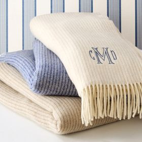 Ribbed Cashmere Wool Throw Blanket | Mark and Graham