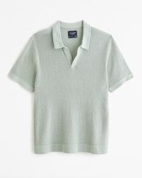 Open Stitch Johnny Collar Sweater Polo | Abercrombie & Fitch (US)