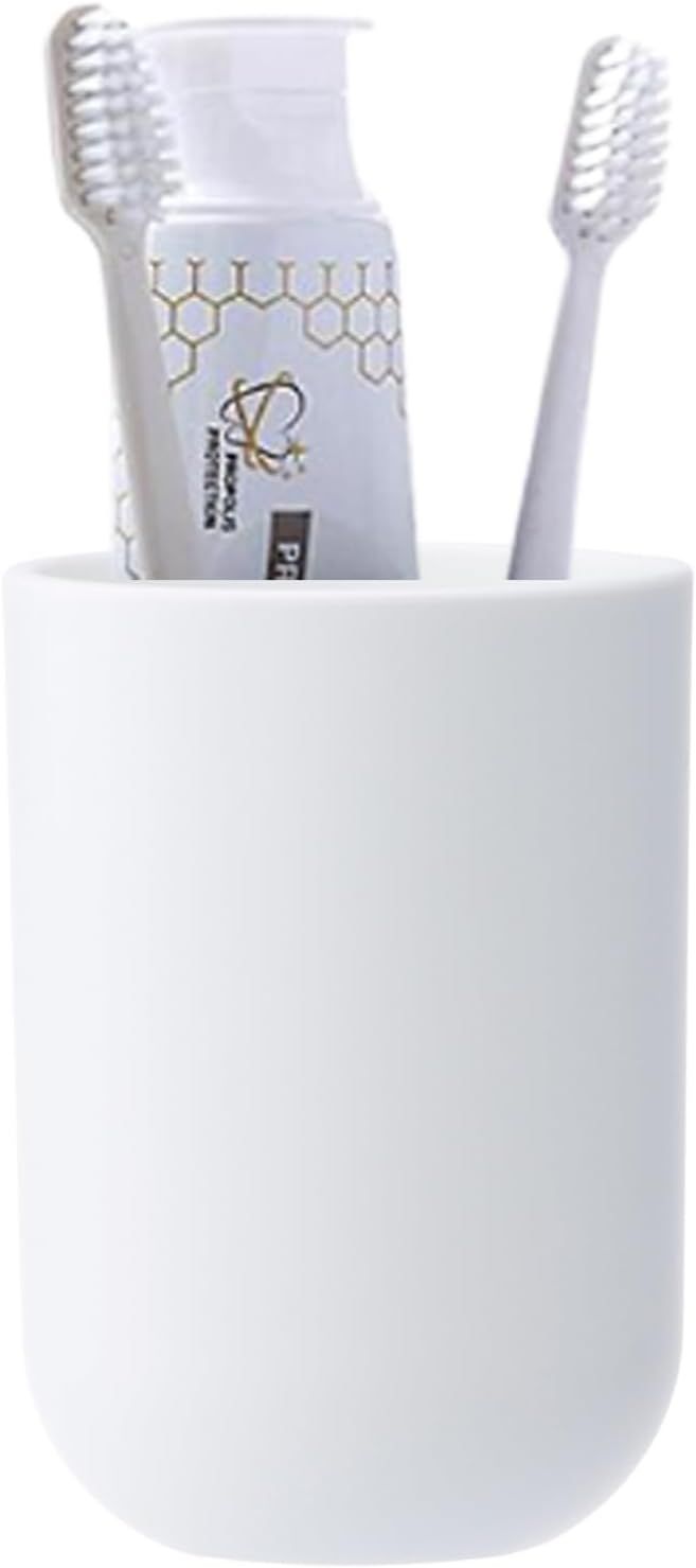 Bathroom Cups, Plastic Toothbrush Holder, Tumbler Cup, 350ml (White) | Amazon (US)