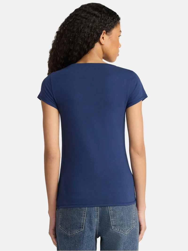 No Boundaries Scoop Neck Tee with Short Sleeves, Women's | Walmart (US)