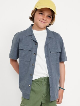 Short-Sleeve Soft-Knit Utility Pocket Shirt for Boys | Old Navy (US)