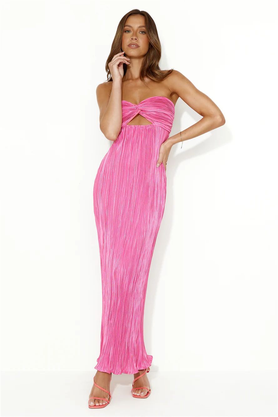 Wearing This Tonight Plisse Strapless Maxi Dress Pink | Hello Molly