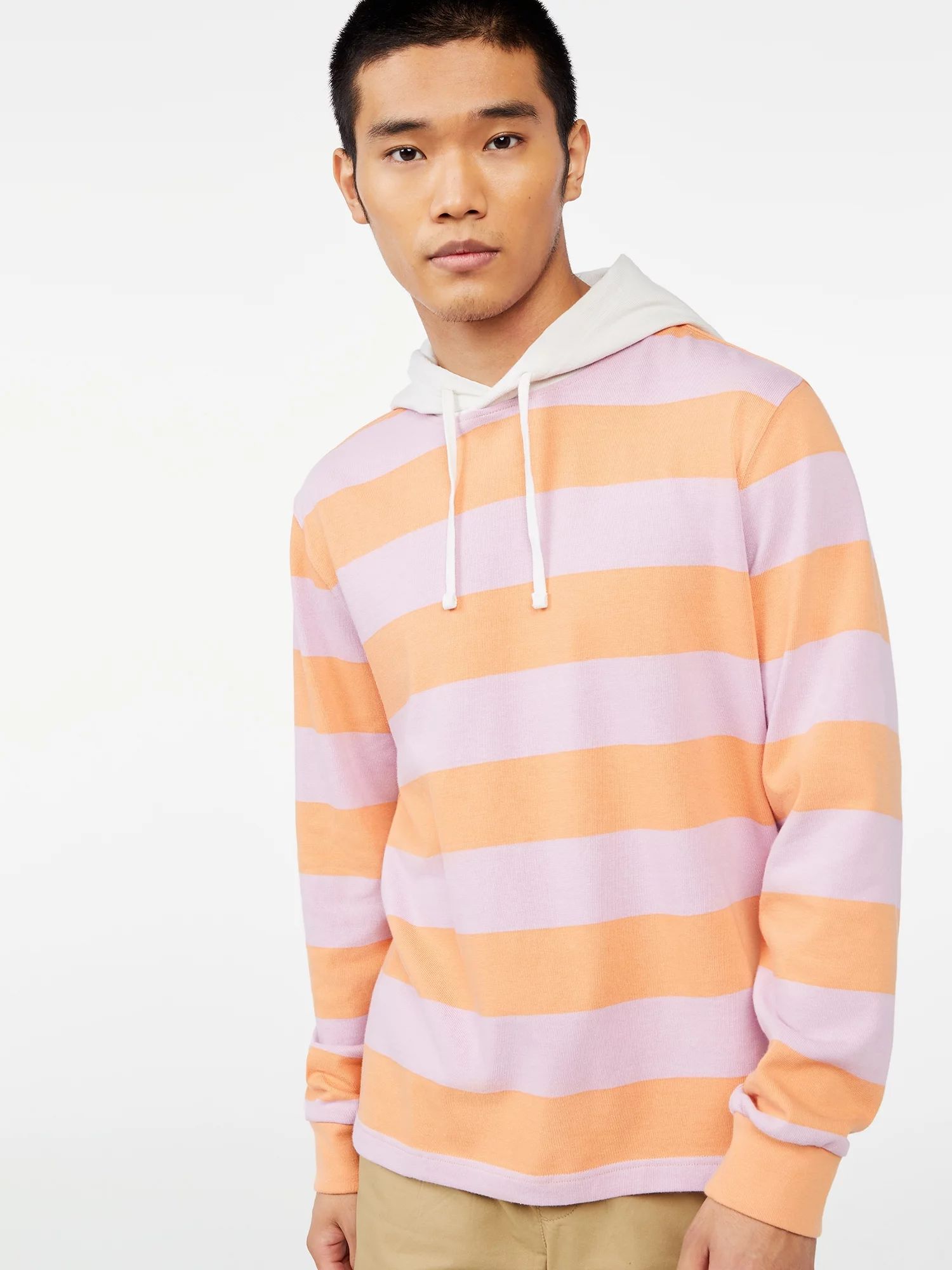Free Assembly Men’s Rugby Stripe Hoodie with Long Sleeves - Walmart.com | Walmart (US)