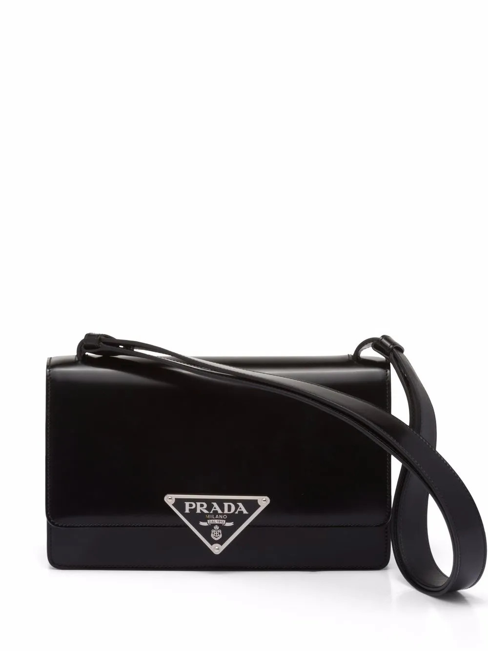 triangle-logo leather shoulder bag | Farfetch (CN)