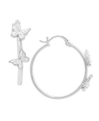 And Now This Hoop Earring with Clear Crystal Butterflies in Silver Plate or Gold Plate & Reviews ... | Macys (US)