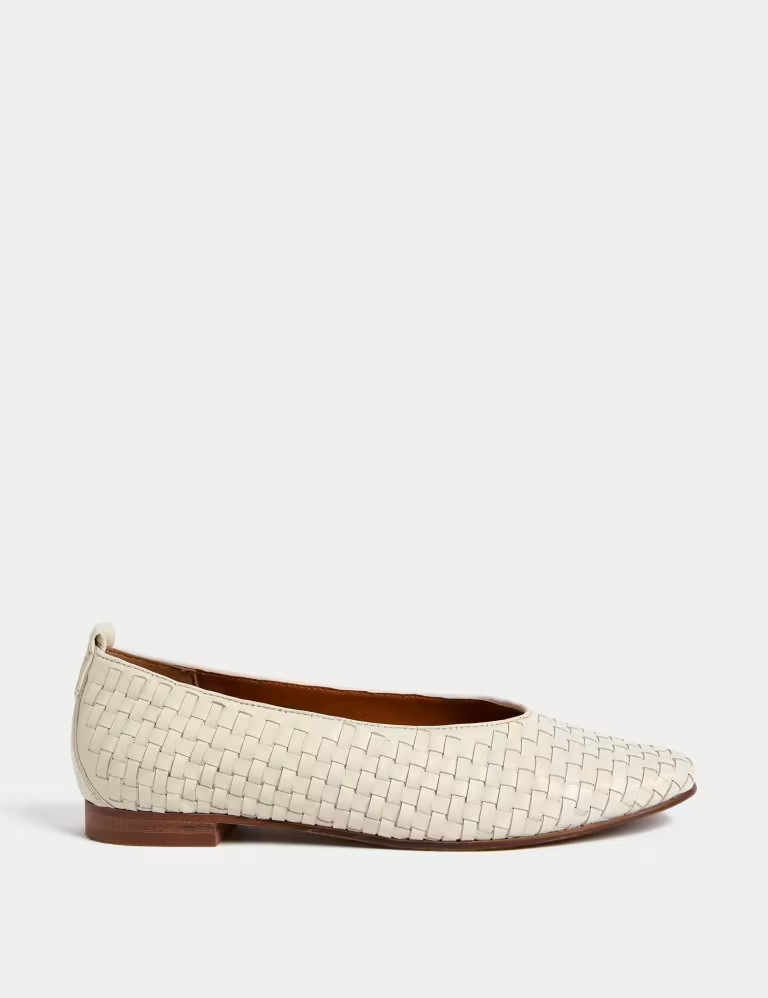 Leather Woven Flat Ballet Pumps | Marks & Spencer (UK)