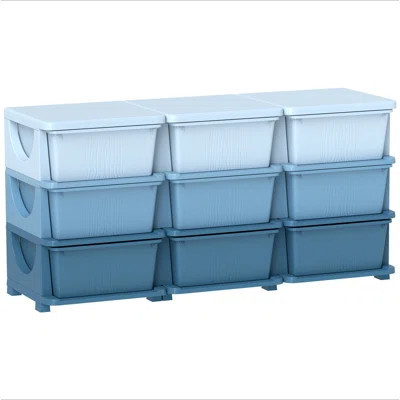 Qaba 3 Tier Kids Storage Unit, 9 Drawer Chest Toy Organizer Plastic Bins For Kids Bedroom Nursery Kindergarten Living Room For Toddlers | Wayfair North America