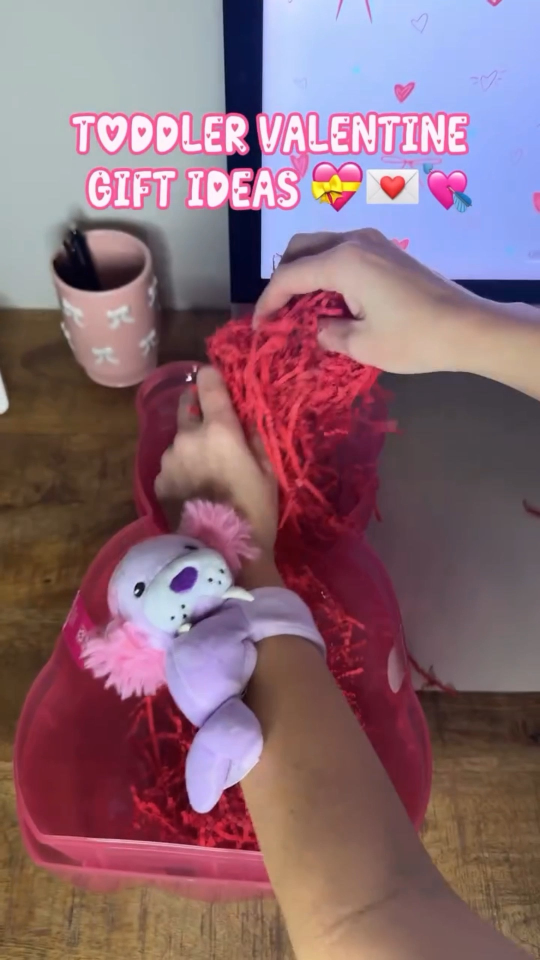 Valentine’s Day gift basket for my toddler 💕
That viral gummy bear container but make it toddler edition
Slippers, healthy snacks, stuffies, books, a little purse
Heart container packed with Play-Doh because she’s obsessed
And of course a red teddy bear to finish it off 🧸 #valentinesday #toddlervalentine #valentinesgiftideas #galentinesdaygift #kidsvalentinesdaybasket