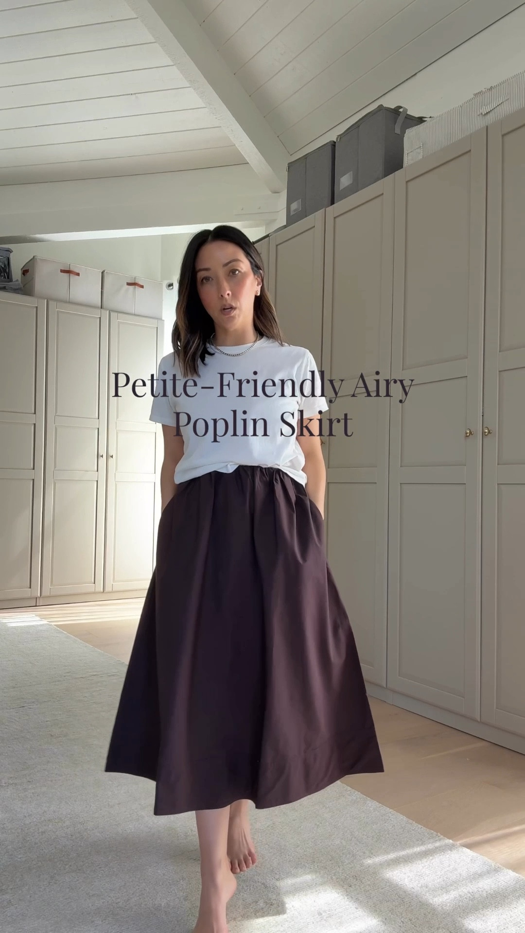 New Poplin midi skirt from J.Crew. This is so light and airy. Go tts. The skirt is midi, so petites don't need to go with petite sizing. I'm in the regular xs

Everlane box cut tee medium
Minnow cotton sweater small
J.Crew skirt xs
Mansur Gavriel flats 35
J.Crew bucket bag
Celine sunglasses
Dorsey James necklace 15"
Quince earrings

#LTKmomlife #LTKgrwm #LTKPetite