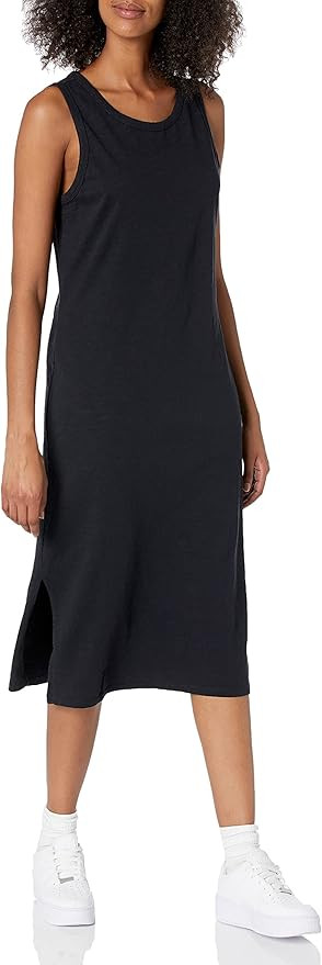 Daily Ritual Women's Lived-in Cotton Relaxed-Fit Muscle-Sleeve Midi Dress | Amazon (US)