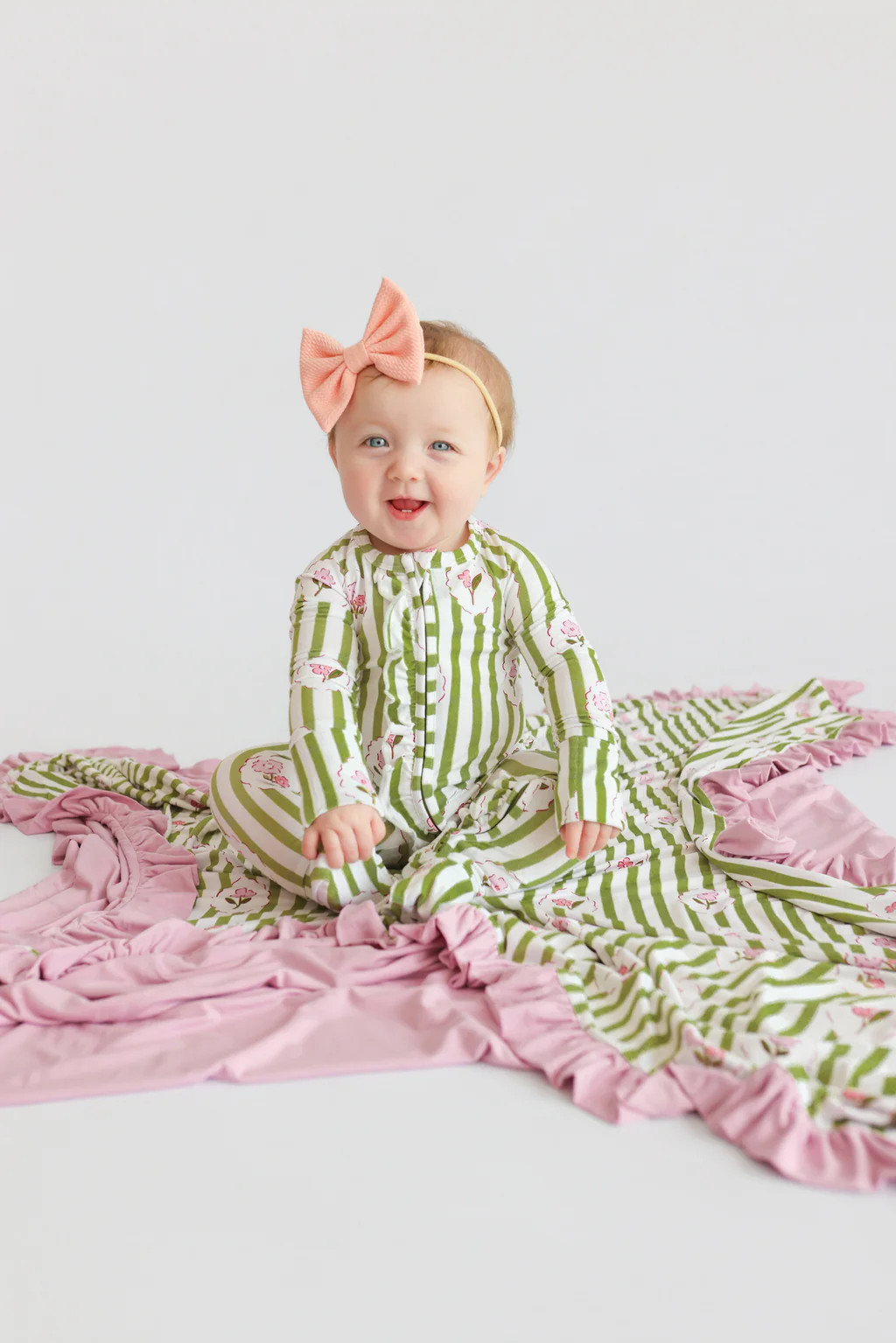 ROSIE'S MEADOW STRIPES DREAM RUFFLE ROMPER | Dream Big Little