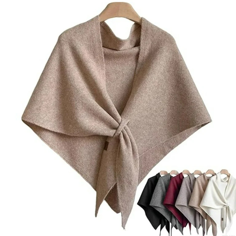 Pashmina Shawl Wraps Women , Solid Color Sweater Shawl Wrap Cardigan Knotted Shoulder Knitted Sof... | Walmart (US)