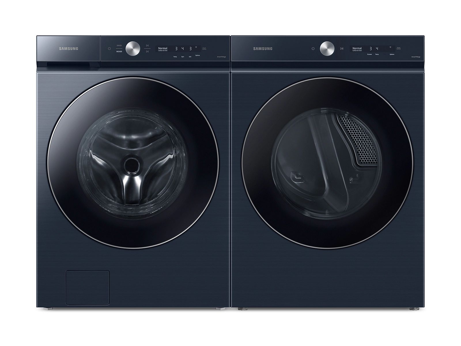 Bespoke Brushed Navy Ultra Capacity AI OptiWash Front Load Washer and Electric Dryer Set | Samsun... | Samsung