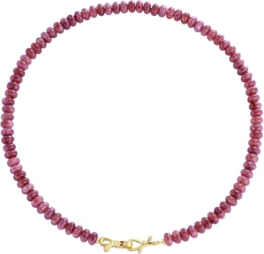 NLIEO Rainbow Colorful Gemstone Beaded Choker Necklace for Women 14K Gold Bow Birthstone Beads Ch... | Amazon (US)