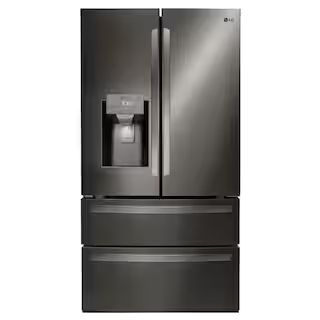 28 cu. ft. 4-Door French Door Smart Refrigerator with Ice and Water Dispenser in PrintProof Black... | The Home Depot