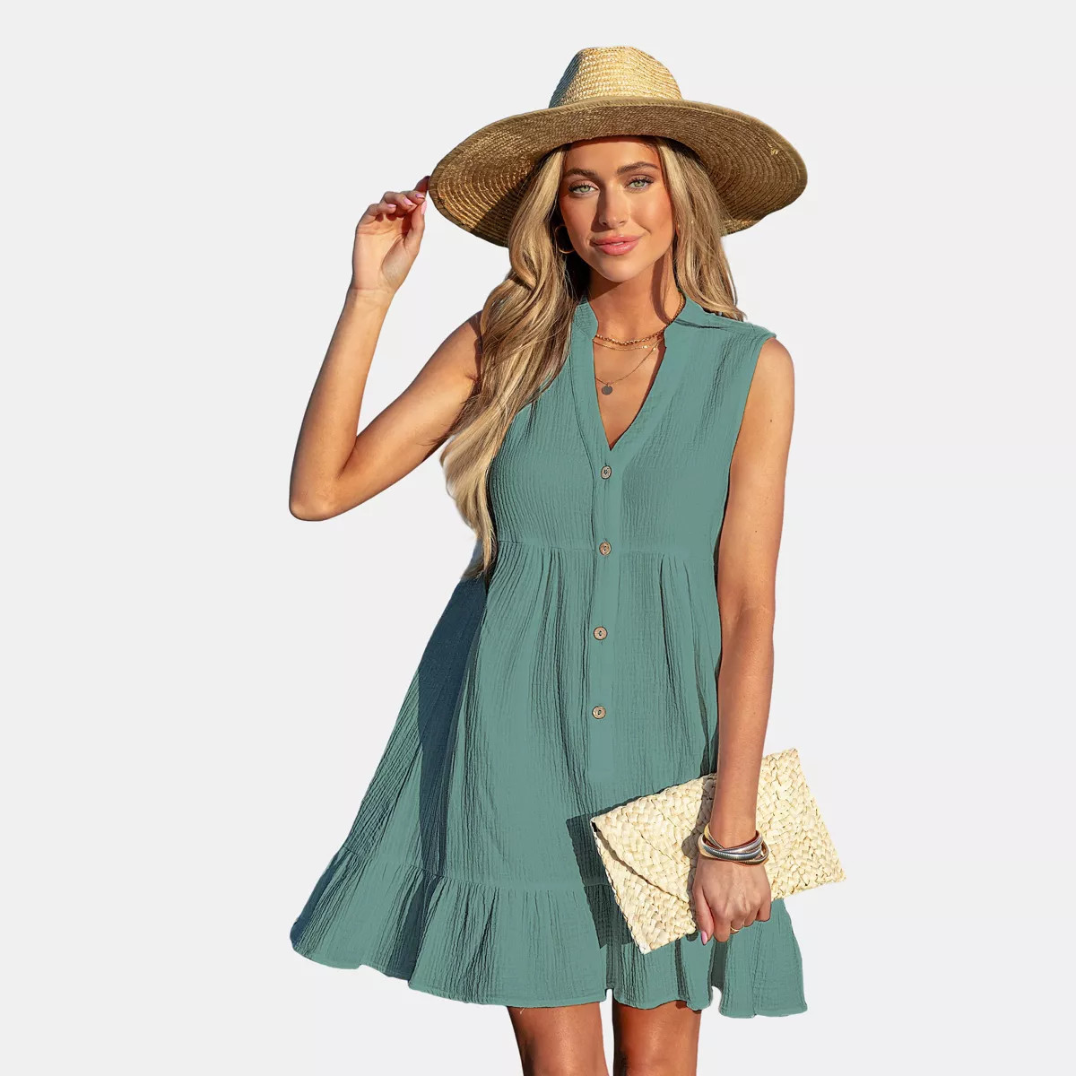 Women's White/Black Ruffle Hem Mini Cover-Up Dress - Cupshe-M-White | Target