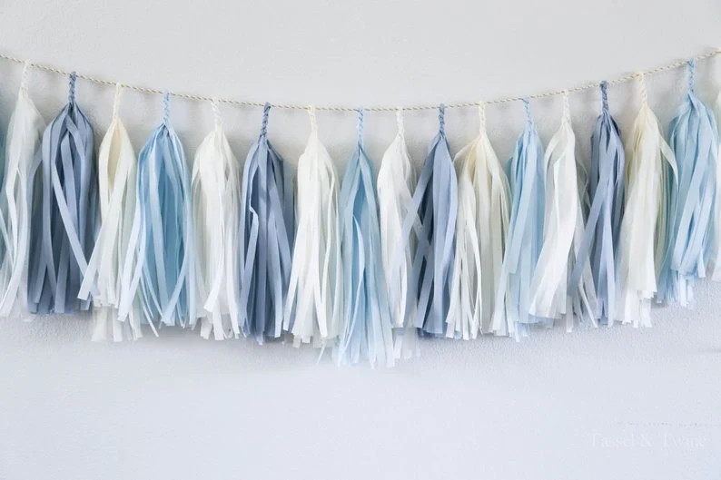 BABY BLUE tassel garland party decoration // wedding decor // baby shower | Etsy (US)