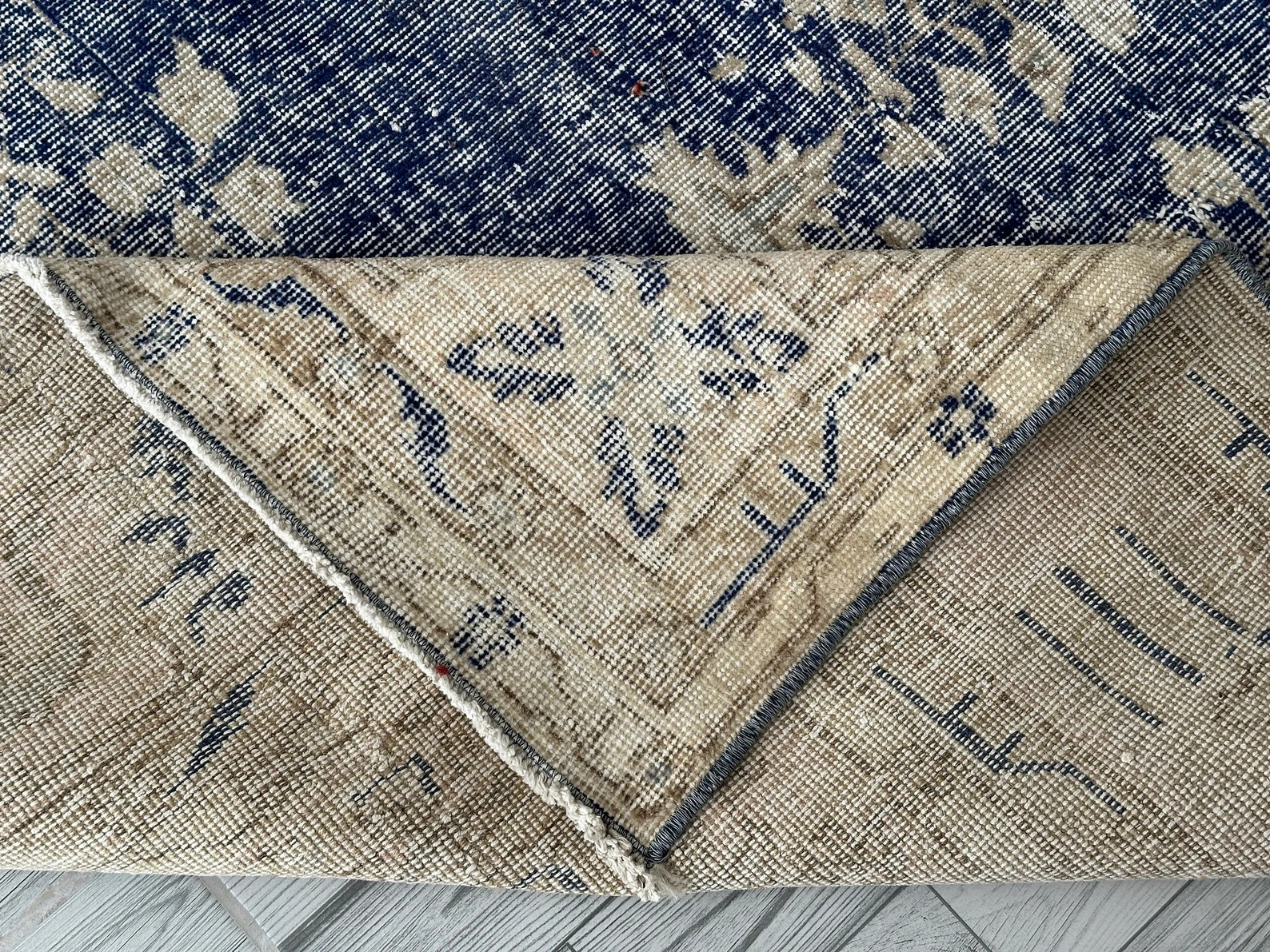 7x9 Beige Brown Navy Blue Oushak Rug, 7x9 Turkish Large Rug, Vintage Livingroom Bedroom Kitchen B... | Etsy (US)