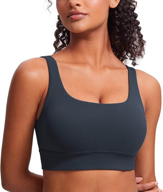 CRZ YOGA Womens Butterluxe U Back Sports Bra - Scoop Neck Padded Low Impact Yoga Clothes Workout ... | Amazon (US)