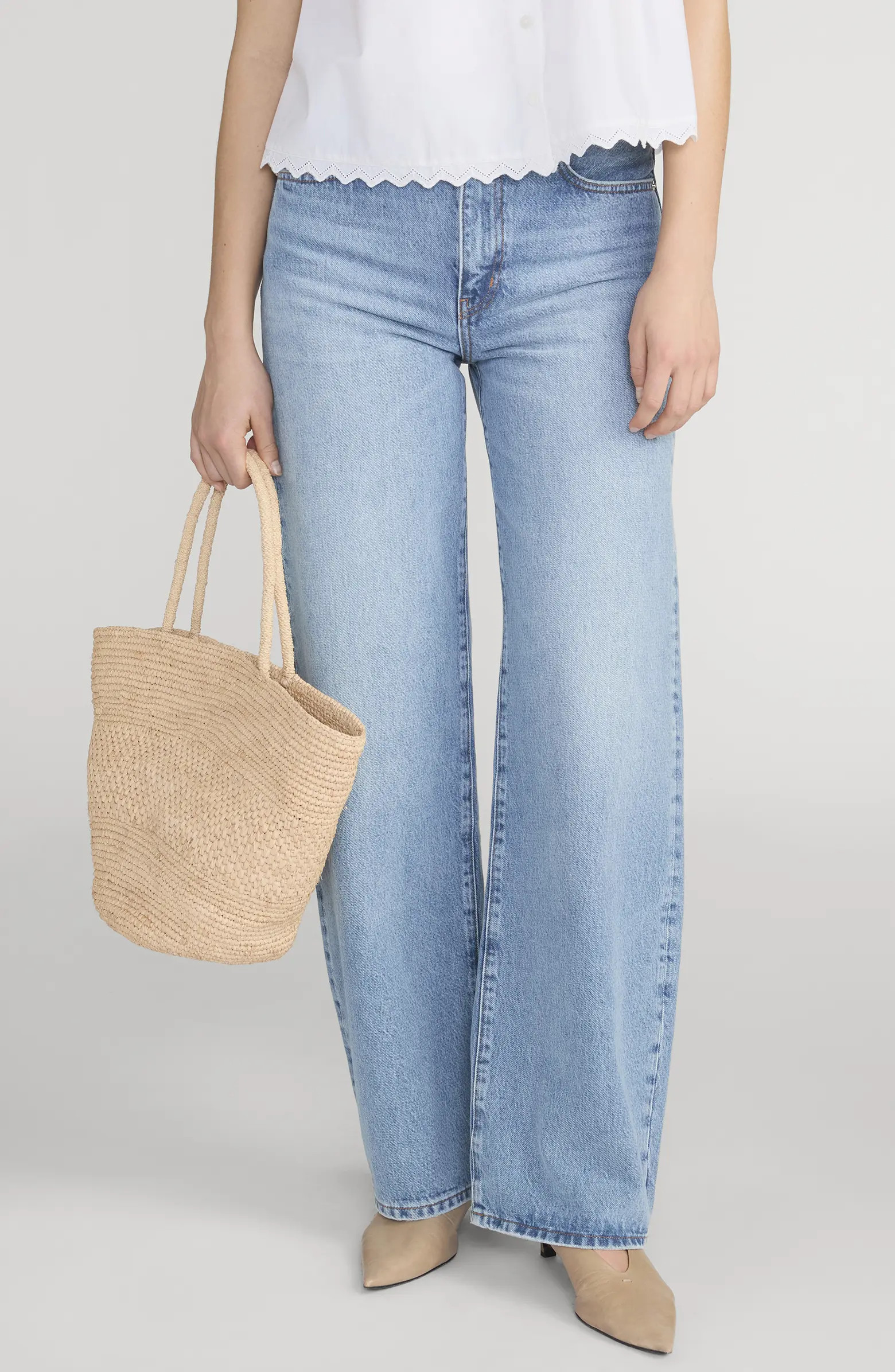 The Bow High Waist Barrel Jeans | Nordstrom