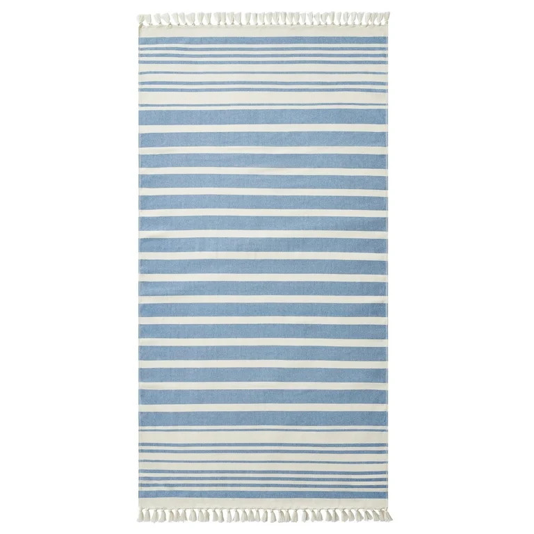 Better Homes & Gardens Oversized Flatwoven Blue Striped Beach Towel, 38" X 72" | Walmart (US)