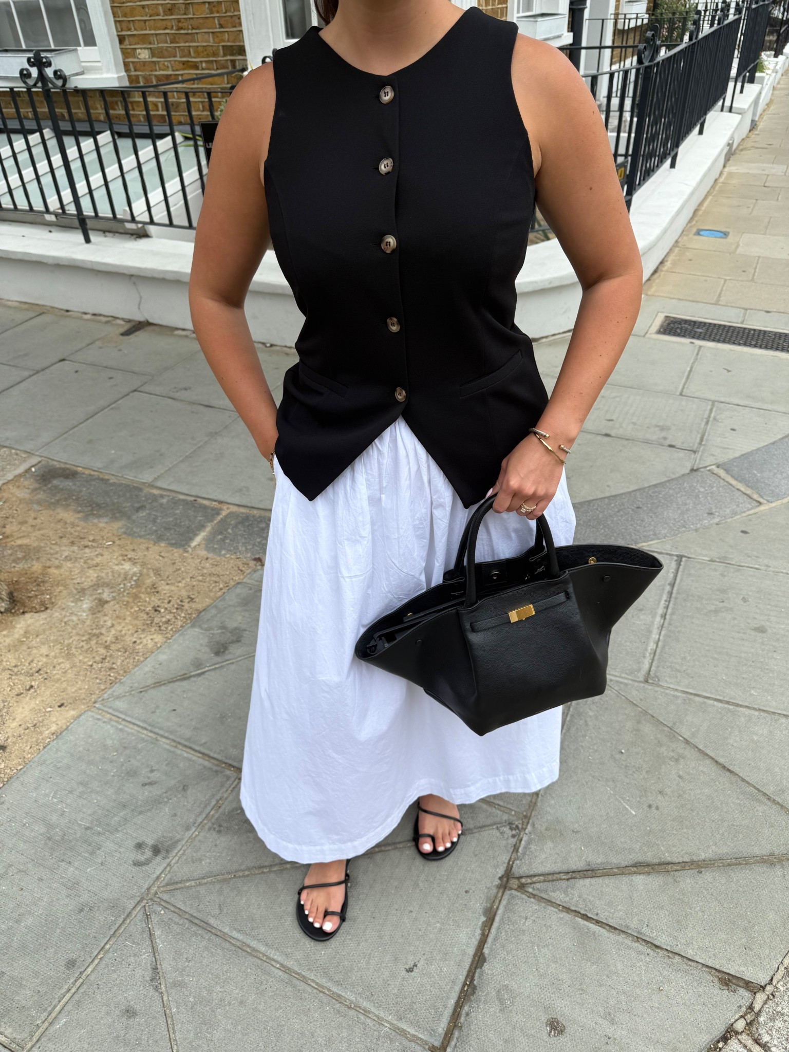 Monochrome late summer outfit🤍

Skirt size 10
Waistcoat size 10
Shoes are Friends Like These from Next

#LTKuk #LTKeurope #LTKsummer