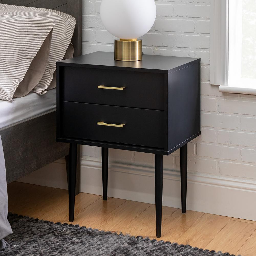 Walker Edison Furniture Company 20 in. Black Olivia 2-Drawer Side Table HDF20OLI2DSB - The Home D... | The Home Depot
