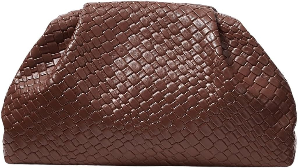 Women's Woven Evening Bag Dumpling Clutch Purse No Strap Handbags Elegant Faux PU Leather Clutch Bag | Amazon (US)