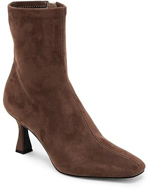 Coutgo Womens Kitten Heel Ankle Boots Square Toe Side Zipper Dressy Booties Fall Shoes | Amazon (US)