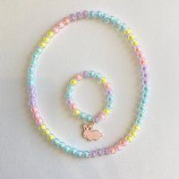 Bunny Necklace & Bracelet Set, Girls Necklace, Easter Basket Stuffer, Gift, For Toddlers, Pastel | Etsy (US)