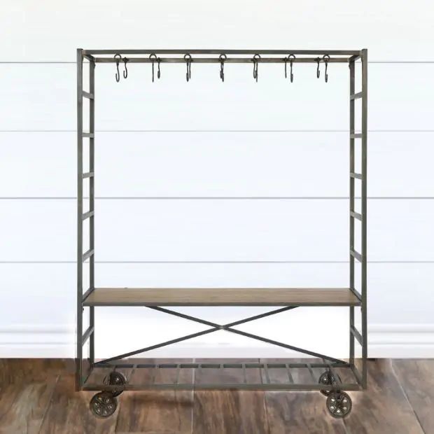 Garment Rack With Bench and Hooks | Antique Farm House