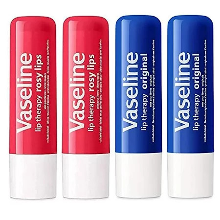 Vaseline Lip Therapy Stick Rosy Lips and Original Variety Pack | Petroleum Jelly Vaseline Lip Balm | 4.8g each (4 Pack) | Walmart (US)