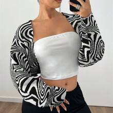 Casual Zebra Pattern Y2K Knit Sweater Women's Cardigan | SHEIN