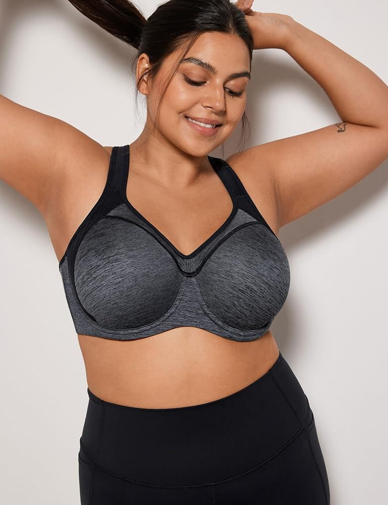 SYROKAN Women's Full Support High Impact Racerback Lightly Lined Underwire Sports Bra | Amazon (US)