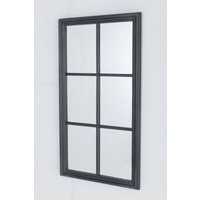 Urban Deco - Window Style Rectangular Matt Black Wall Mirror for Living Room - black | ManoMano UK