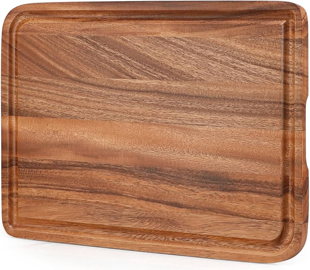 Acacia Wood Cutting Board for Kitchen - Caperci Organic Wooden Chopping Serving Board with Deep J... | Amazon (US)