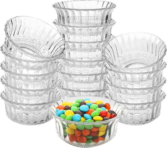 Frcctre 16 Pack 4 Inch Glass Bowls, 8.5 Oz Small Glass Prep Bowls Dessert Candy Bowl Serving Bowl... | Amazon (US)