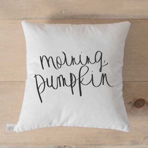 Throw Pillow - Morning Pumpkin, calligraphy, home decor, fall decor, housewarming gift, cushion cove | Etsy (US)
