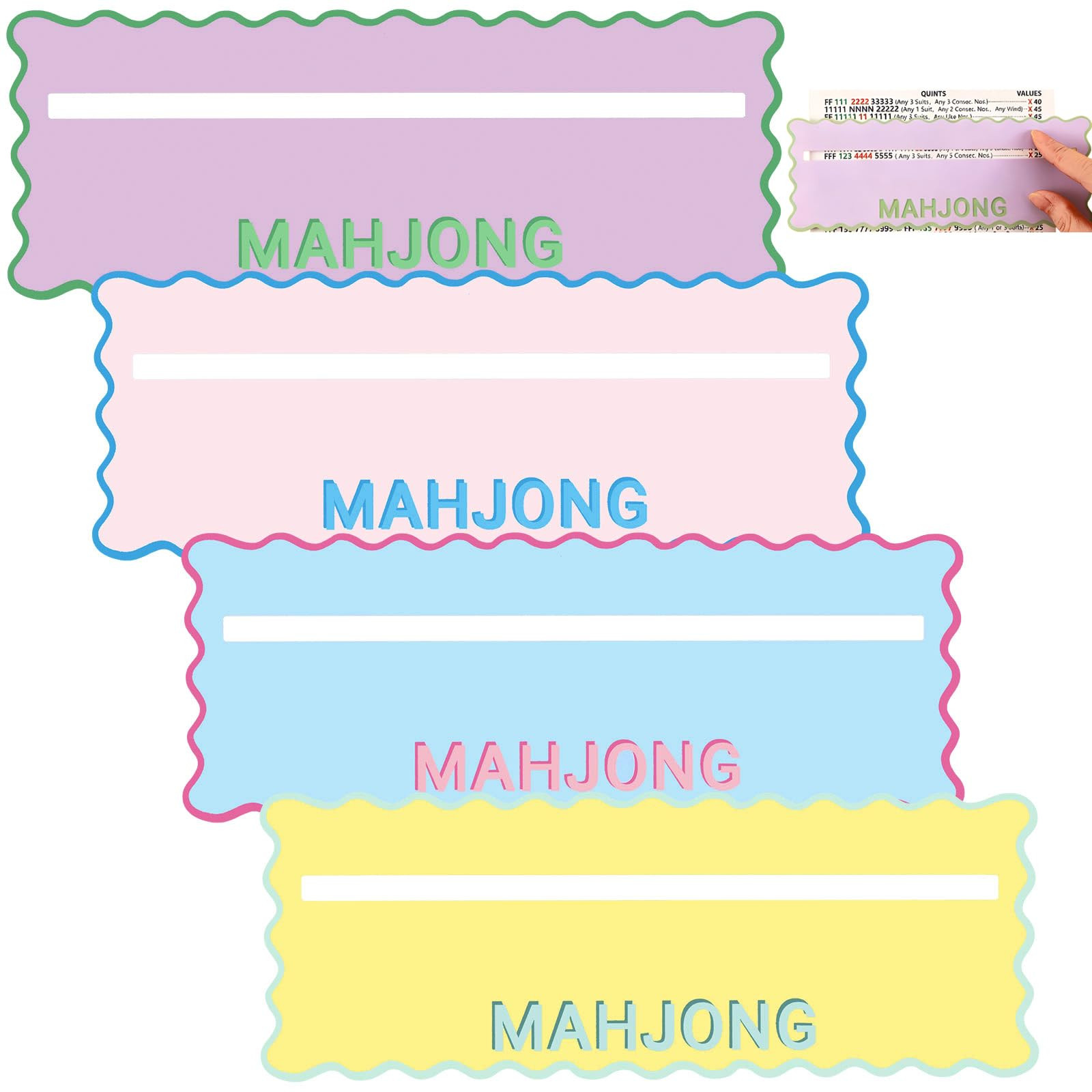 Soulchen 4 Pcs Mahjong Line Finder Card Guide for Beginners Colorful Line Reader Cards with Wavy ... | Amazon (US)