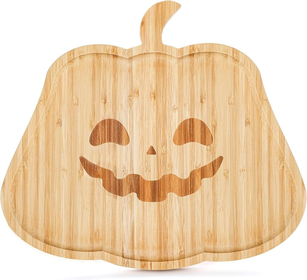 Hiceeden 13 inch Halloween Charcuterie Board Cutting Board, Bamboo Pumpkin Cheese Board Serving P... | Amazon (US)