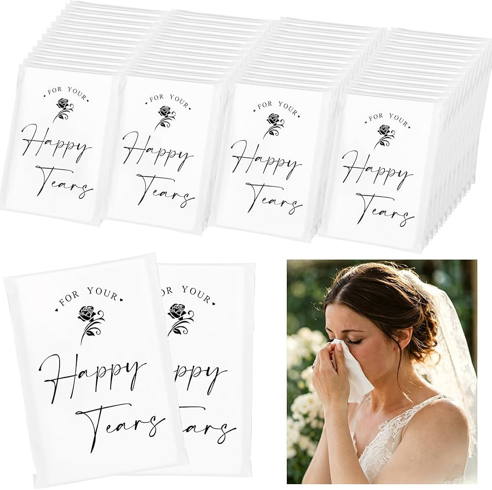 DORIS HOME Happy Tears Tissue Packs, 48 Count, 3-Ply Individual Facial Tissues for Wedding Guests... | Amazon (US)