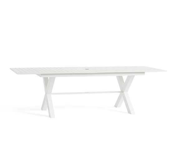 Indio Metal X-Base Extending Dining Table, White | Pottery Barn (US)