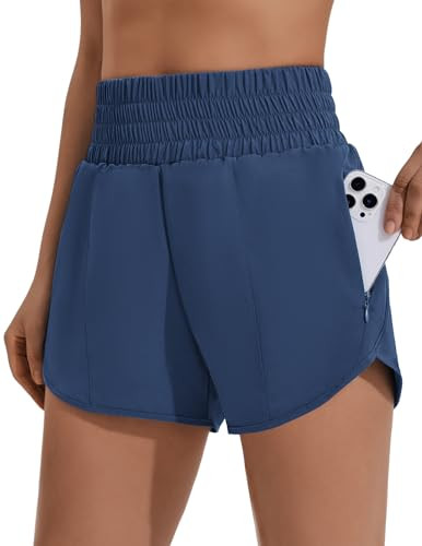 PINSPARK Women 3'' High Waisted Running Shorts Athletic Workout Short Quick Dry Mesh Liner Dolphi... | Amazon (US)