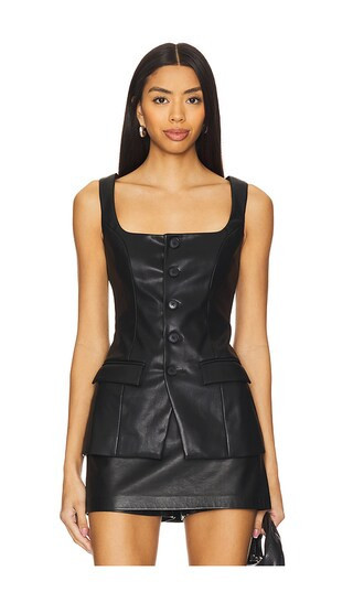 Lovers and Friends Kara Faux Leather Top in Black. - size S | Revolve Clothing (Global)