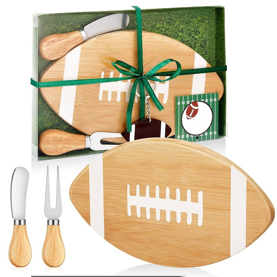 Football Shaped Cutting Board Charcuterie Board Gift Set with Cheese Knives for Football Lovers G... | Amazon (US)