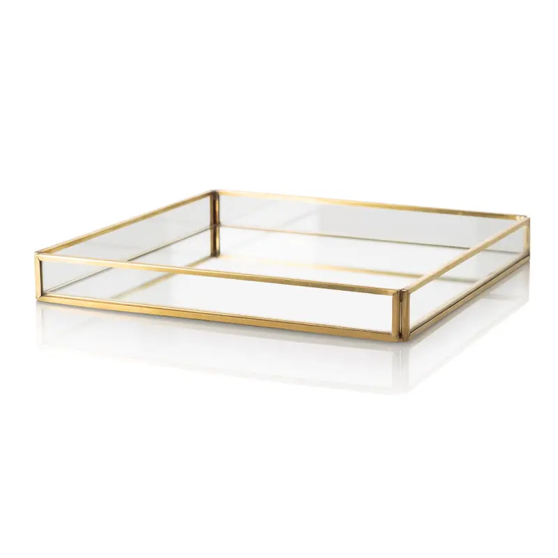 Oliver Bonas Medium Gold & Glass Mirrored Tray, Gold, size Medium | Oliver Bonas (Global)