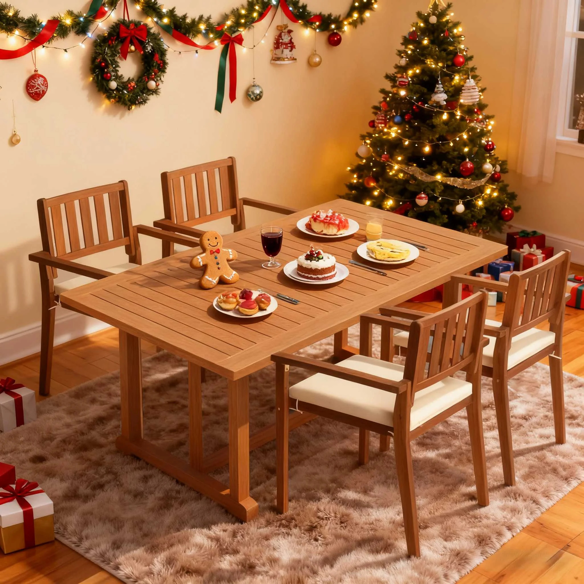 Ktaxon 4Pcs Patio Stackable Wood Chairs, Outdoor Dining Seatings with Cushion & Armrests for Back... | Walmart (US)