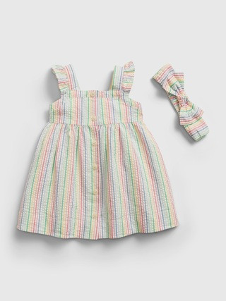 Baby Rainbow Stripe Dress with Headband | Gap (US)