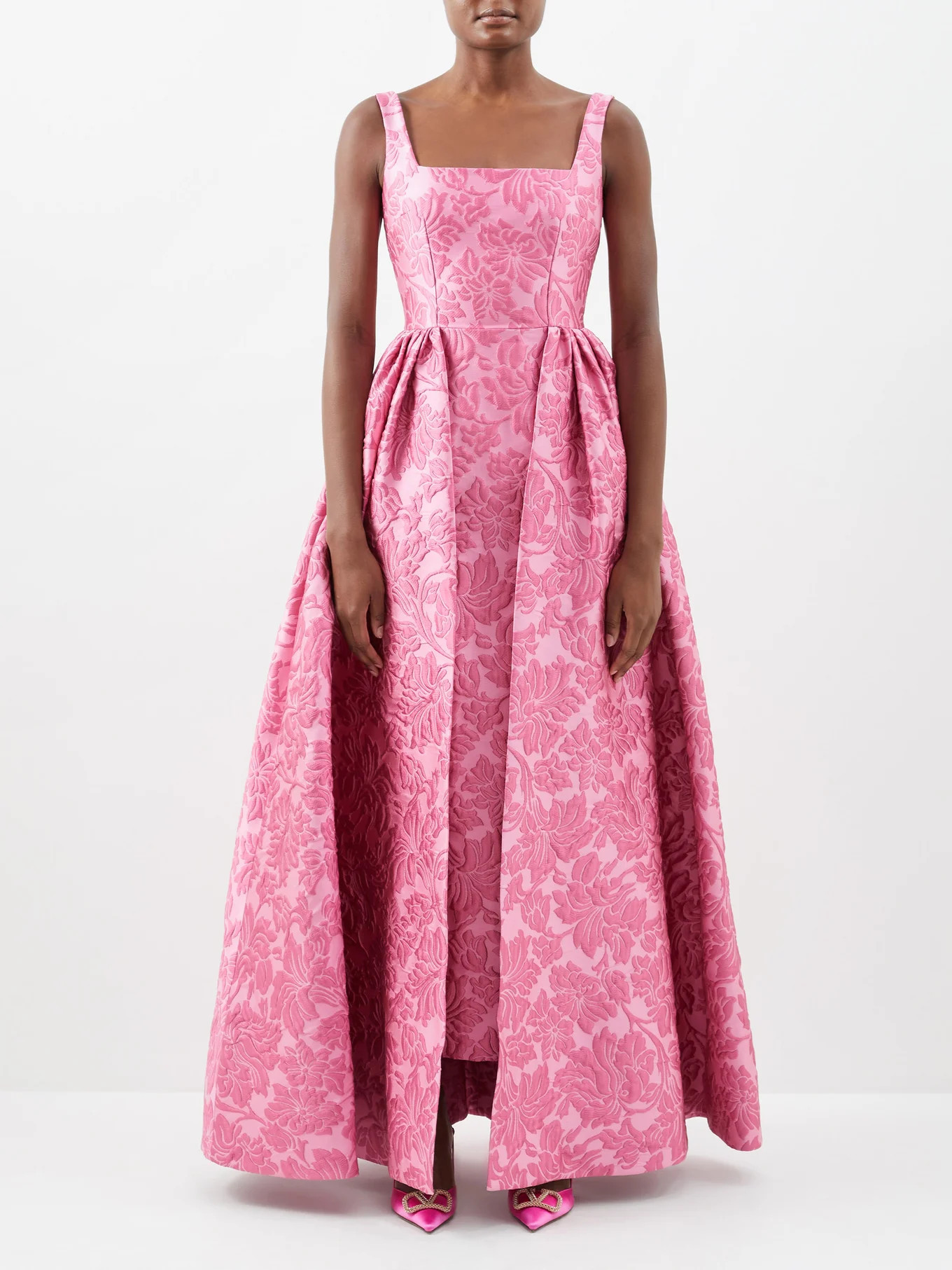 Spencer gathered floral-cloqué gown | Matches (US)