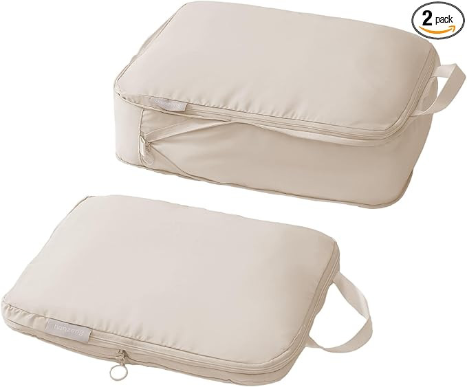 tianzong Compression Packing Cubes for Suitcases, Luggage Organizer Bags Set for Travel (Beige, 2... | Amazon (US)